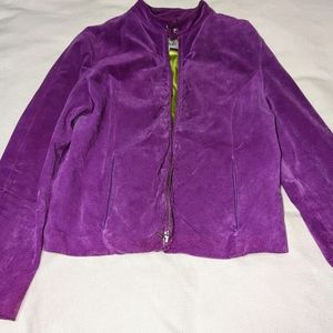 wilsons leather suede jacket motorcycle style purple size XL